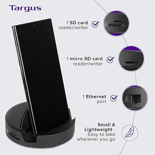 Targus Universal USB-C Phone Docking Station - Compatible with Most USB-C DP Alt Mode Phones and Hosts Including Samsung Galaxy S10, S20, Note 10, Note 20 (AWU420GL)