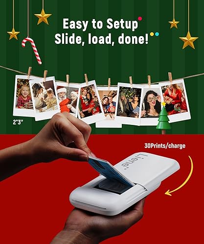 Liene 2x3” Photo Printer, Mini Instant Portable Color Mono Photo Printer Bundle 50 Zink Adhesive Paper, Bluetooth 5.0, Compatible w/iOS & Android, Small Picture Printer for iPhone, Smartphone, White White/50 Sheets