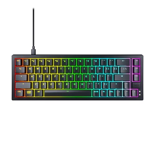 Xtrfy Cherry K5V2 Compact, Mechanical Gaming Keyboard in 65% Format US Layout Hot Swappable, Cherry MX2A RED Switches (Black)