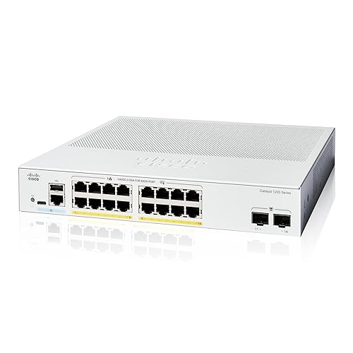 Cisco Catalyst 1200-16P-2G Smart Switch, 16 Port GE, PoE, 2x1GE SFP, Limited Lifetime Protection (C1200-16P-2G)