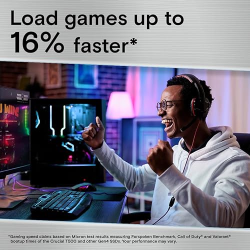 Crucial T500 2TB Gen4 NVMe M.2 Internal Gaming SSD, Up to 7400MB/s, Laptop & Desktop Compatible + 1mo Adobe CC All Apps - CT2000T500SSD8 2TB T500