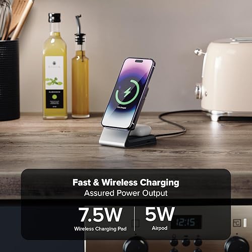 ALOGIC Matrix 2-in-1 Universal Magnetic Charging Dock for iPhone 14 Pro, 14 Plus, 13, 12, Airpods Pro| Wireless Power Bank | Charge on The go | MagSafe | 15W Fast Wireless Charging