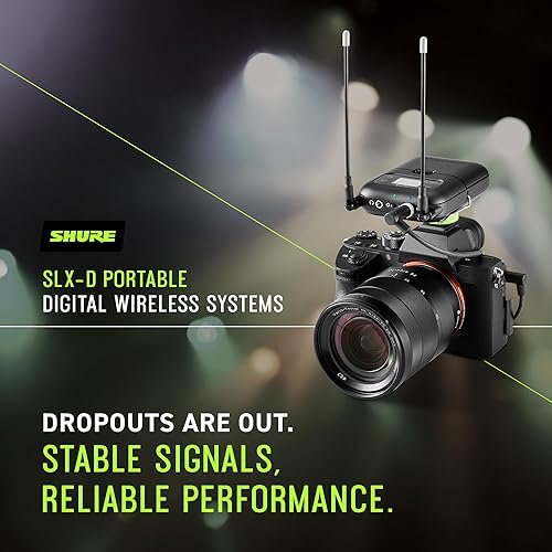 Shure SLXD15 Portable Digital Wireless Bodypack System with SLXD1 Bodypack Transmitter and SLXD5 Single-Channel Portable Receiver - Microphone/Instrument Cable Sold Separately | G58 Band (SLXD15-G58) G58 Band (470-514 MHz)