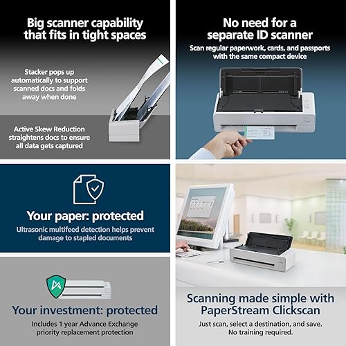 RICOH fi-800R Ultra-Compact, Colour Duplex Document Scanner with Dual Auto Document Feeders (ADF)