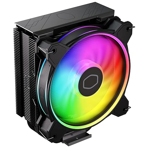 Cooler Master Hyper 212 Halo Black CPU Air Cooler, MF120 Halo² Fan, Dual Loop ARGB, Aluminum Top Cover, 4 Copper Heat Pipes, 154mm (H) for AMD Ryzen AM5/AM4, Intel LGA1700/1200 (RR-S4KK-20PA-R1) Black 4 Heat Pipes 212 Halo