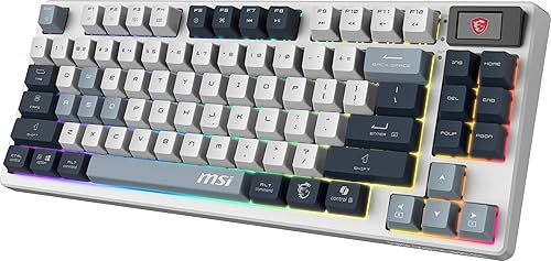 MSI Forge GK600 TKL W Sky US 2.4GHz Wireless, Bluetooth RGB Lighting Gaming Keyboard with 1.06-inch Display, 4000mAh