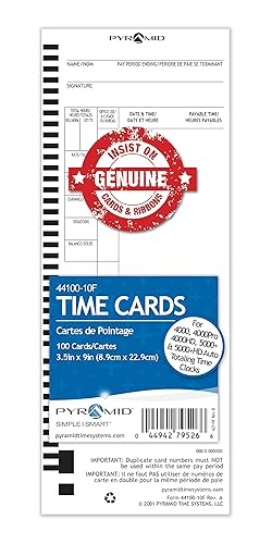 Pyramid 1, 000 Count Time Cards for 4000 and 5000 Time Clocks-French