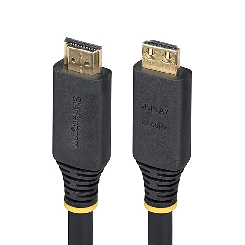 StarTech.com 35ft (10.6m) Active High Speed HDMI Cable with Gripping Connectors, 4K 60Hz/1440p 144Hz, 18Gbps, UHD HDMI 2.0 Cord, TPE Jacket