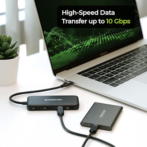 IOGEAR 4 Port USB-C Hub, USB 3.2 Gen 2, 10Gbps, 100W Power Delivery, High Speed Data Transfer, Windows, macOS, GUH3C4C