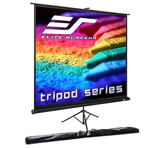 Elite Screens Tripod, 85-inch, Adjustable Multi Aspect Ratio Portable Pull Up Projection Projector Screen, T85UWS1 Tripod Series-Black 1:1, 85-inch Black