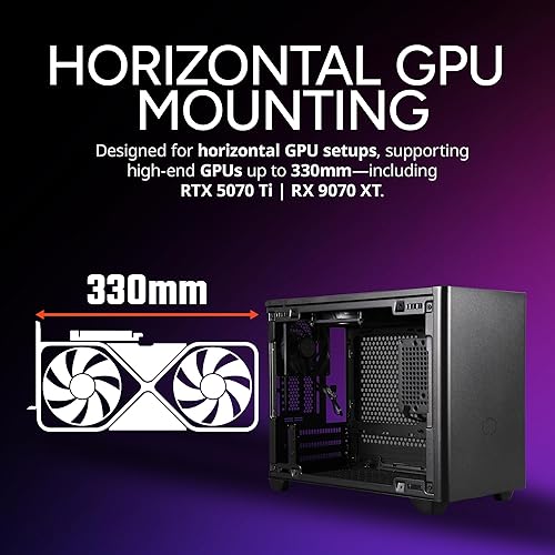 Cooler Master NR200 SFF Small Form Factor Mini-ITX Case with Vented Panel, Triple-Slot GPU, Tool-Free and 360 Degree Accessibility, Without PCI Riser NR200 Black Without PCI Riser