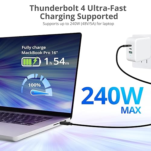 SIIG Thunderbolt 4 Cable 2.3ft (0.7M), 8K@60Hz Display, 40Gbps Data Transfer, 240W Charging, Thunderbolt 4 USB C to USB C Cable, Intel Thunderbolt Certified (CB-TB0211-S1)
