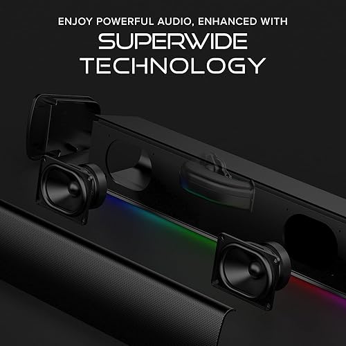 Sound Blaster GS3 (White) Compact RGB Gaming Soundbar with SuperWide Technology, Powered via USB, Bluetooth 5.4, Headphone-Out Port, for PC and Mac