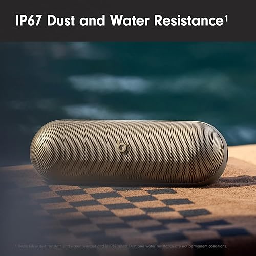 Beats Pill - Wireless Bluetooth Speaker and Portable Charger via USB-C - Up to 24 Hours Battery Life, IP67 Water Resistant, Apple & Android Compatible, Built-in Microphone – Champagne Gold