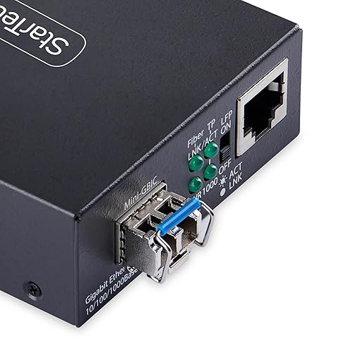 StarTech.com Gigabit Singlemode (SM) LC Fiber Media Converter, 10/100/1000 Mbps, 20km, RJ45 to LC, Full Metal, TAA Compliant