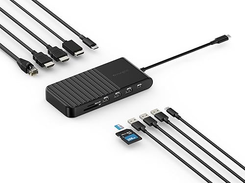 Kensington UH1510P USB C Hub 11-in-1 Triple Display with 2 HDMI 1 DP++, 85W Power Charging, Ethernet, SD/MicroSD Card Slots, 3xUSB-A, 2xUSB-C, USB C Dongle for Dell/HP/Lenovo/ThinkPad (K34040WW)