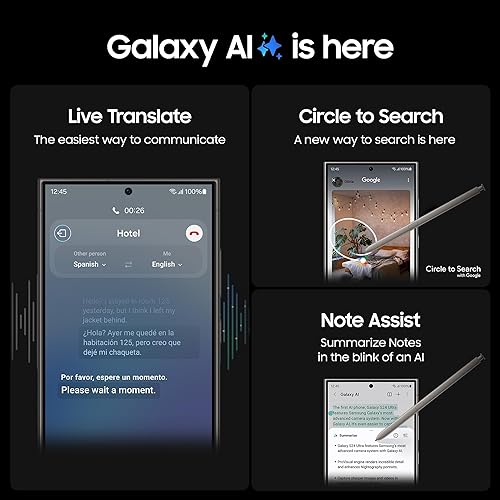 AI Enabled Samsung Galaxy S24 Ultra 5G (Unlocked, CAD Version & Warranty) Titanium Black 512GB, S Pen, 120 Hz AMOLED Display, 200MP Camera, Nightography Titanium Black 512 GB S24 Ultra Phone Only