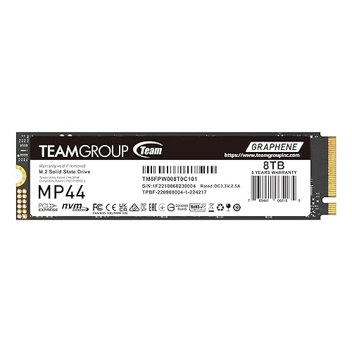 TEAMGROUP MP44 8TB SLC Cache Gen 4x4 M.2 2280 PCIe 4.0 SSD W/NVMe Laptop & Desktop & NUC & NAS Read/Write Speed Up to 7400 / 6000MB/s TM8FPW008T0C101 8tb Agile
