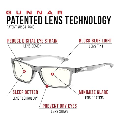 Gunnar - Blue Light Reading Glasses - Blocks 65% Blue Light - Vertex +2.5 Power Gray Crystal, Clear Tint