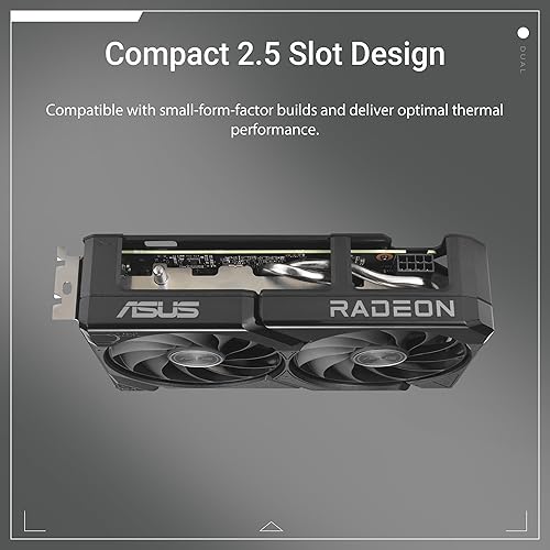 ASUS Dual Radeon™ RX 9060 XT 8GB GDDR6 Graphics Card (PCIe 5.0, HDMI 2.1b, DisplayPort 2.1a, 2.5-Slot Design, Axial-tech Fan Design, 0dB Technology, and More) Dual Fans RX9060XT|8GB