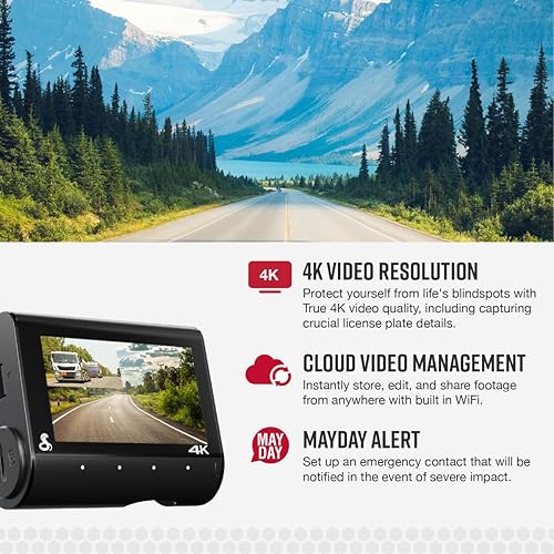 Cobra Smart Dual View Front and Rear Dash Cam (SC 250R) – True 4K Resolution, 360 Alerts, Parking Live View, Incident Reports, Emergency MayDay, 32 GB SD Card Included, CarPlay & Android Auto