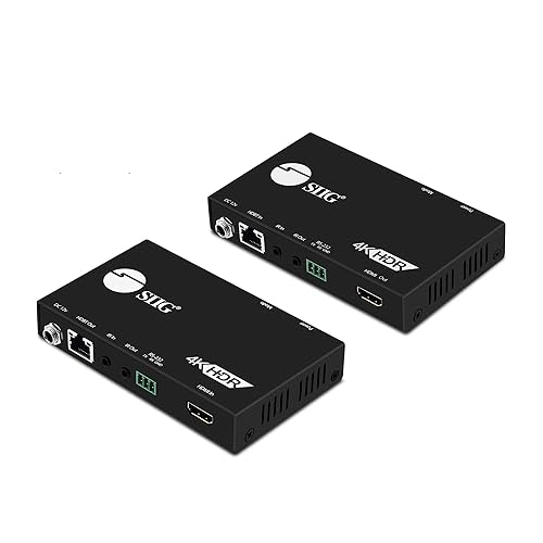SIIG 4K HDR HDMI 2.0 HDBaseT Extender Over Single Cat5e/6 with RS-232 & IR - 330ft (100m) @ 1080p & 3840x2160@60Hz YUV 4:4:4 8bit, RS232, HDMI 2.0 and HDCP 2.2, HDR, PoC, CEC (CE-H23311-S1) 4K 60Hz HDR HDMI2.0 - 330ft