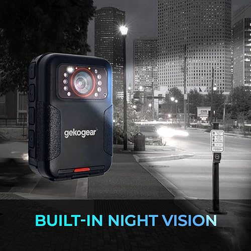 MyGekoGear Aegis 110 Body Cam 1080P Full HD 64GB Built-in Memory, Infrared Night Vision, IP65, 110° Wide-Angle Lens, Long Battery Life, Loop Recording for Security and Law Enforcement