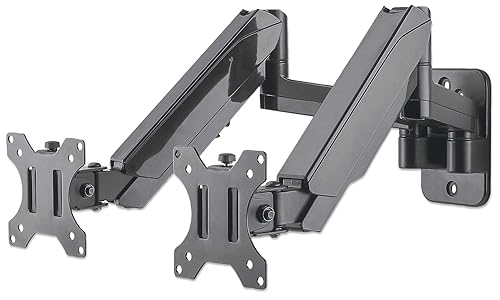 Universal Gas Spring Dual Monitor Wall Mount Two Gas-Spring Jointed Arms, Supports Two 17 to 32 TV Or Monitors up to 8 Kg (17.64 Lbs.) Model Number 461627