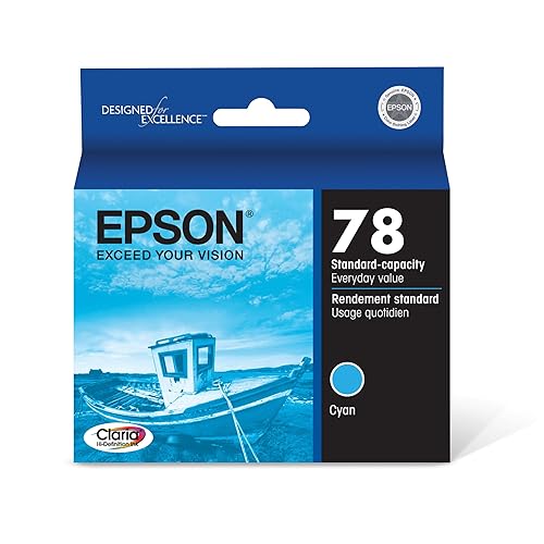 Epson T078220-S T078 Clarian Cyan Ink Cartridge, Standard Capacity with Sensormatic Sensor