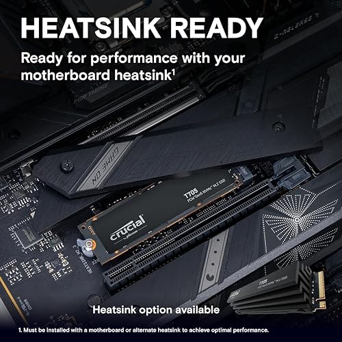 New 2024 Crucial T705 2TB PCIe Gen5 NVMe M.2 SSD - Up to 14,500 MB/s - Game Ready - Internal Solid State Drive (PC) - +1mo Adobe CC - CT2000T705SSD3 2TB T705
