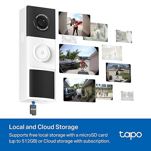 TP-Link Tapo Smart Video Doorbell Camera Wireless with Chime, 2K with Full Color Night Vison & Spotlights, No Monthly Fee, Ring Call, 160° Ultra-Wide View, Free AI Detection, Local Storage (Tapo D210) Battery Only, 2K 3MP