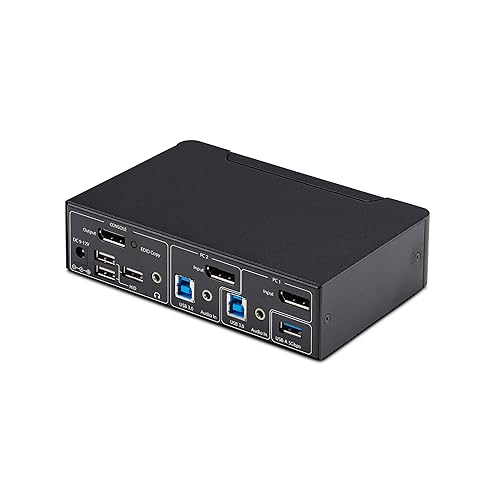 StarTech.com 2-Port DisplayPort KVM Switch, 4K 60Hz, DP 1.2, HDCP 1.4, EDID Management, 2-Port USB 3.0 Hub, TAA Compliant