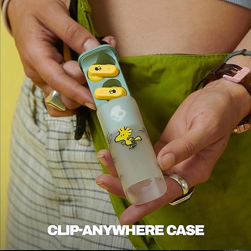 Skullcandy Dime Evo Wireless Earbuds, Bluetooth Headphones, Noise Isolating Fit, Up to 36 Hours Battery, Microphone for iPhone Android, Easy Carry with Clip-Anywhere Case - Peanuts Woodstock