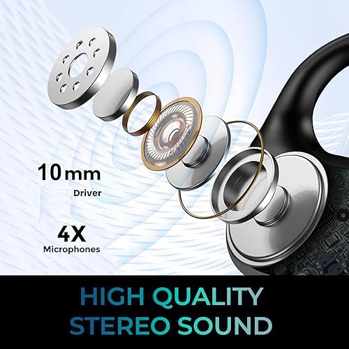 Adesso Xtream T4 Open-Ear Bluetooth 5.3 Wireless Earbuds with Touch Controls, Charging Case, Dual Mic, Ergonomic Fit, and Multi-Platform Compatibility