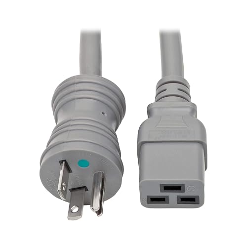 Tripp Lite Hospital-Grade Power Cord (Nema 5-20P to C19), Heavy Duty, 20A, 125V, 12AWG, 6 ft., Grey (P049-006-GY-HG)