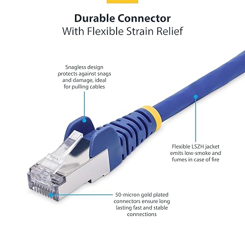 StarTech.com 3ft Blue CAT8 Ethernet Cable, Snagless RJ45, 25G/40G, 2000MHz, 100W PoE++, S/FTP, 26AWG Pure Bare Copper, LSZH