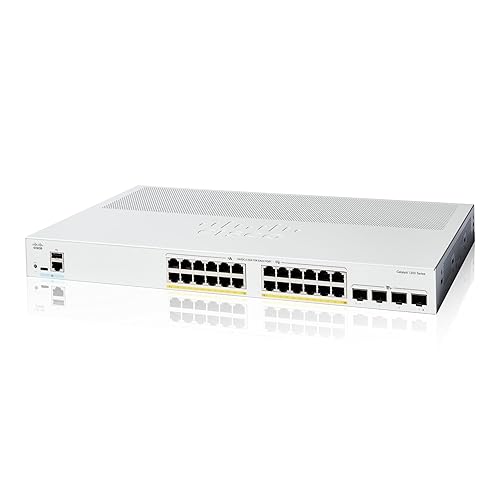 Cisco Catalyst 1200-24P-4X Smart Switch, 24 Port GE, PoE, 4x10GE SFP+, Limited Lifetime Protection (C1200-24P-4X)