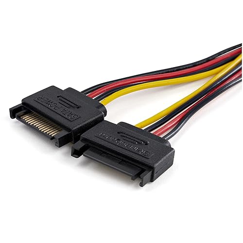 StarTech.com Dual SATA to LP4 Power Doubler Cable Adapter 2 SATA to 4 Pin LP4 Internal PC Peripheral Power Supply Connector SATA Y Cable Male/Female 18 AWG Wire 9 Amps/108W (DSATPMOLP4)