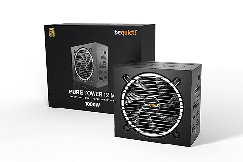 Pure Power 12 M 1000W, ATX 3.0, 80 Plus® Gold, Modular Power Supply, for PCIe 5.0 GPUs and GPUs with 6+2 pin connectors, 12VHPWR Cable Included, Silent 120mm be quiet! Fan - BN506