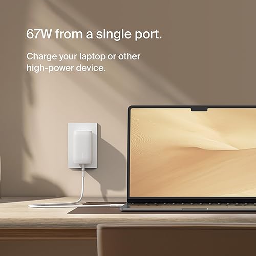 Belkin BoostCharge 3-Port USB-C Wall Charger with PPS 67W, USB-C PD 3.1 Enabled Fast Charging iPhone Charger for iPhone 15 Series, MacBook Pro, AirPods, Galaxy, and Other PD Enabled Devices - White