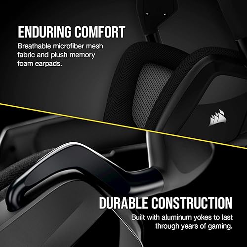 CORSAIR Void RGB Elite Wireless Gaming Headset – 7.1 Surround Sound – Omni-Directional Microphone – Microfiber Mesh Earpads – Up to 40ft Range – iCUE Compatible – PC, Mac, PS5, PS4 – Carbon VOID RGB ELITE WIRELESS Black