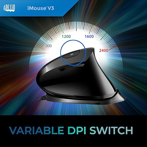 Adesso Imouse V3-TAA USB Adjustable Wrist Angle Vertical Ergonomic Mouse (TAA Compliant)