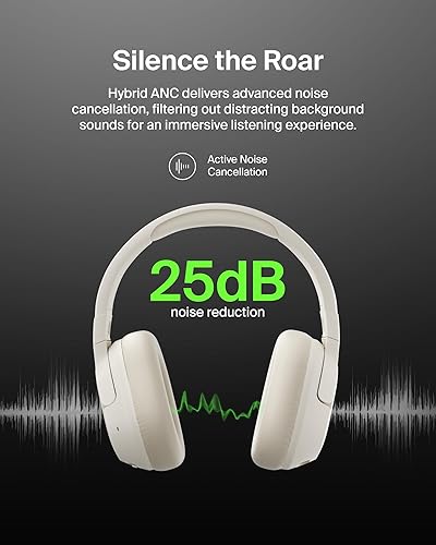 Belkin SoundForm Isolate Bluetooth Over-Ear Headphones - Hybrid Active Noise Cancelling Headphones - Wireless w/ 60H Playtime, Fast Charging & CloudCushion Ear Cups for Travel, Home, or Office - Sand
