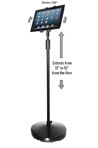Kantek Floor Tablet Stand for Apple iPad, iPad Air, iPad Mini, Galaxy Tab (7 and 9.7), Kindle Fire (7 and HD 6) and Most Other 6-7 and 9.7 Tablets (TS890) Tablet Floor Stand