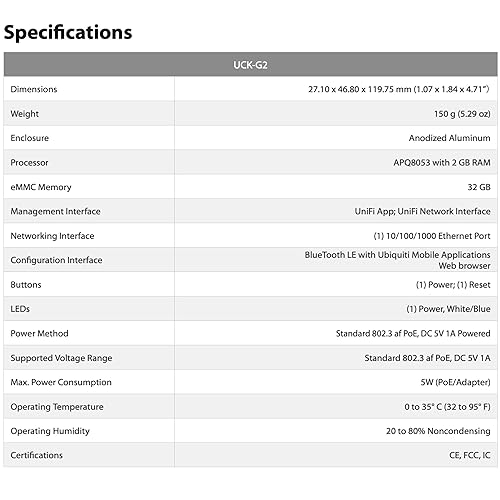 Ubiquiti Networks UniFi Cloud Key Gen2 (UCK-G2) 1TB 2.5” Hard Drive Included