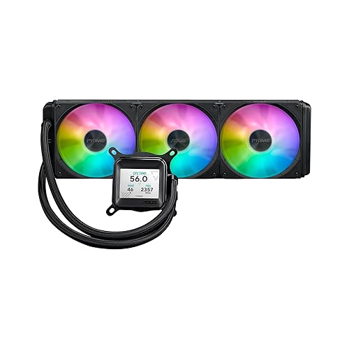 ASUS Prime LC ARGB LCD All-in-one CPU Liquid Cooler with Sharp Screen showcasing CPU & GPU Information with Different Background, high-Performance Pump Armed with Robust Motor, Daisy-chainable Fans Prime LC 360mm|2'3in LCD|ARGB