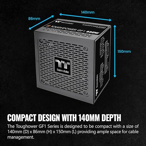 Thermaltake GF1 (2024) Fully Modular ATX 850W Power Supply - 80 Plus Gold - Ultra Quiet - Zero RPM, PS-TPD-0850FNFAGU-P