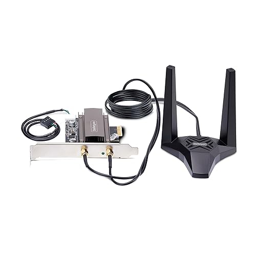 StarTech.com Wi-Fi 6E PCIe Network Card, Bluetooth 5.3, Magnetic Antenna Base, Tri-Band 802.11ax, AX5400 NIC, Windows/Linux