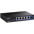 TRENDnet 6-Port Unmanaged 2.5G Switch with 10G SFP+ Port, TEG-S5061, 5 x 2.5GBASE-T Ports, 45Gbps Switching Capacity, Fanless, Wall Mountable, Black 2.5G| 1 x 10G SFP+