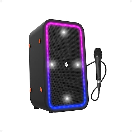Skullcandy Stomp XL Bluetooth Speaker - IPX5 Waterproof Wireless Portable Speaker, LED Lightshow and Strobe Modes, 12 Hour Battery, Multi-Link, USB-C and USB-A Output Charger, Black